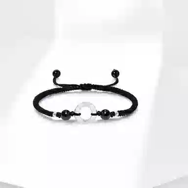 百利金 祥云平安扣 招财纳福平安转运国潮复古新中式气质显白精致轻奢小众设计转运珠编织 黑曜石 手绳 男女同款情侣款