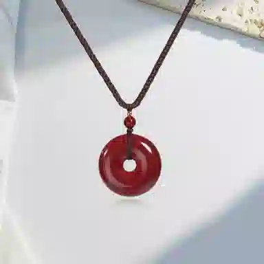 百利金 转运平安扣 国潮复古新中式平安转运珠优雅精致创意设计转运珠吊坠锁骨链 再造辰砂朱砂 玉石项链 男女同款情侣款