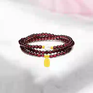 百利金 招财牌三层叠戴 国潮复古新中式财源滚滚平安纳福精致轻奢气质百搭小众设计转运珠手饰 琉璃 玉石手串 男女同款情侣款