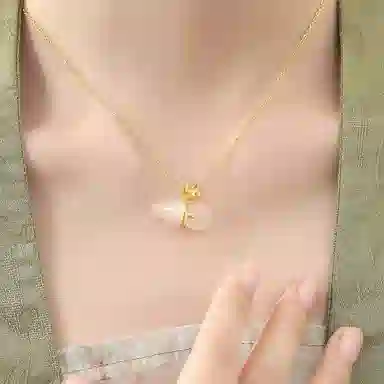百利金 福禄莲莲 平安纳福吉祥顺遂国潮复古新中式精致轻奢气质百搭小众设计莲花葫芦吊坠锁骨链#好运 玉髓 项链 男女同款情侣款