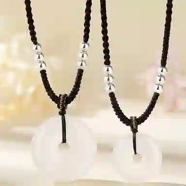 【足银纯银S999】 百利金 平安扣 平安转运吉祥纳福国潮新中式简约气质经典百搭小众设计转运珠锁骨链#好运 玉髓 项链 男女同款情侣款