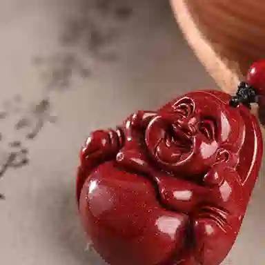 百利金 弥勒佛个性大气轻奢 国潮新中式复古锁骨链 再造辰砂朱砂 玉石项链 男女同款情侣款