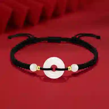 百利金 平安扣 平安转运吉祥顺遂国潮复古新中式简约气质精致轻奢小众设计转运珠可调节编织链#好运 玛瑙 手链 男女同款情侣款