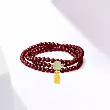 百利金 福牌叠戴 国潮新中式招财纳福吉祥顺遂本命年精致轻奢优雅气质小众设计转运珠手饰 琉璃 手串 男女同款情侣款