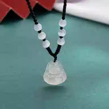 百利金 冰种弥勒佛 复古民族风国潮新中式简约精致大肚佛转运 吊坠锁骨链 玉髓 玉石项链 男女同款情侣款