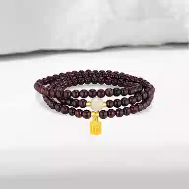 【赠金贴】 百利金 福牌转运珠 招财纳福吉祥顺遂国潮新中式气质百搭日常通勤小众设计三层叠戴手饰 琉璃 手串 男女同款情侣款