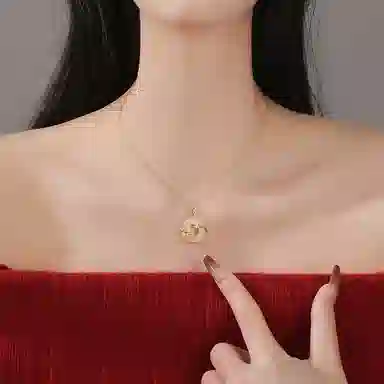 百利金 荷花平安扣 国潮复古新中式平安转运如意顺遂精致轻奢时尚百搭气质显白小众设计#好运 玉髓 玉石项链 男女同款情侣款