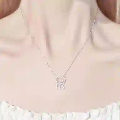 百利金 平安锁 国潮复古新中式平安纳福顺遂如意简约精致气质显白小众设计长命锁转运珠吊坠锁骨链 粉水晶 项链 男女同款情侣款