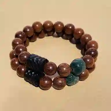 百利金 纳福醒狮 平安转运顺遂如意国潮复古新中式简约精致气质百搭高级感小众设计转运珠手饰 金丝檀木 手串 男女同款情侣款