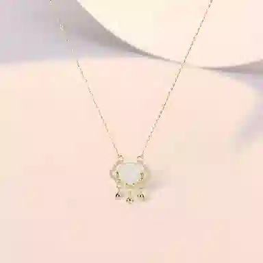 百利金 平安锁 轻奢时尚甜美大方精致简约高级感 国潮新中式复古民族风祥云如意叠戴锁骨链 琉璃 玉石项链 女款