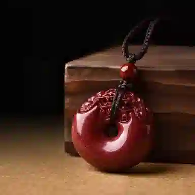 百利金 貔貅平安扣 国潮复古新中式平安转运气质轻奢创意设计吞金兽转运珠吊坠锁骨链 再造辰砂朱砂 项链 男女同款情侣款