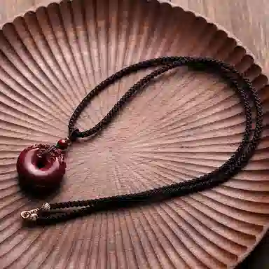 百利金 貔貅平安扣 国潮复古新中式平安转运气质轻奢创意设计吞金兽转运珠吊坠锁骨链 再造辰砂朱砂 项链 男女同款情侣款