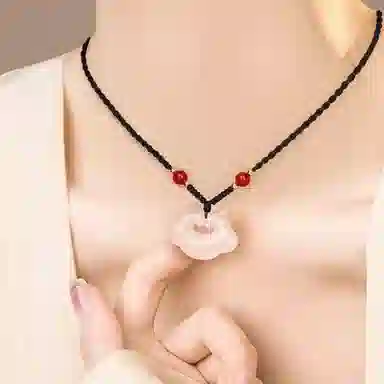 百利金 祥云平安锁 玉见如意吉祥顺遂国潮复古新中式精致轻奢气质百搭小众设计转运珠吊坠锁骨链 玉髓 项链 男女同款情侣款