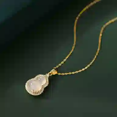 百利金 招财福禄 平安纳福顺遂如意国潮复古新中式精致轻奢优雅气质经典百搭小众设计葫芦吊坠锁骨链#好运 玉髓 项链 男女同款情侣款