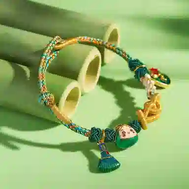 百利金 五彩安康棕 萌趣可爱轻奢精致温柔气质轻奢时尚高级感国潮新中式平安纳福小众设计可调节编织链 合金 手链 男女同款情侣款