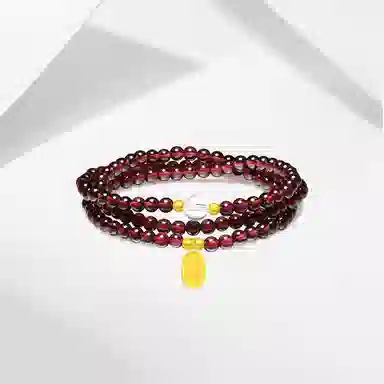 百利金 招财牌三层叠戴 国潮复古新中式财源滚滚平安纳福精致轻奢气质百搭小众设计转运珠手饰 琉璃 玉石手串 男女同款情侣款