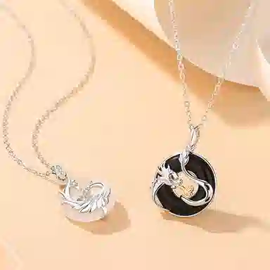 百利金 龙凤呈祥平安扣 平安纳福吉祥顺遂国潮复古新中式简约精致气质百搭小众设计吊坠锁骨链#好运 玉髓 项链 男女同款情侣款