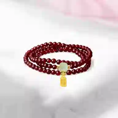 百利金 福牌叠戴 国潮新中式招财纳福吉祥顺遂本命年精致轻奢优雅气质小众设计转运珠手饰 琉璃 手串 男女同款情侣款