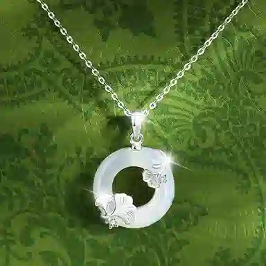 百利金 平安如意 三生有杏吉祥纳福国潮复古新中式精致轻奢优雅气质时尚百搭小众设计平安扣锁骨链#好运 玉髓 项链 男女同款情侣款