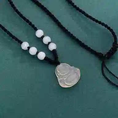 百利金 冰种弥勒佛 复古民族风国潮新中式简约精致大肚佛转运 吊坠锁骨链 玉髓 玉石项链 男女同款情侣款