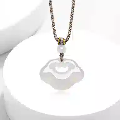 百利金 祥云平安锁 国潮复古新中式纳福吉祥顺遂简约精致气质百搭小众设计转运珠吊坠 玉髓 项链 男女同款情侣款