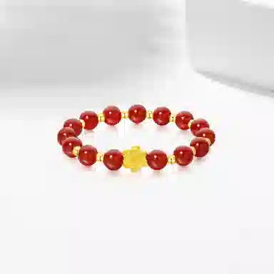 百利金 好运莲莲 国潮复古新中式平安转运吉祥顺遂简约精致轻奢气质小众设计莲花 玛瑙 玉石手串 男女同款情侣款