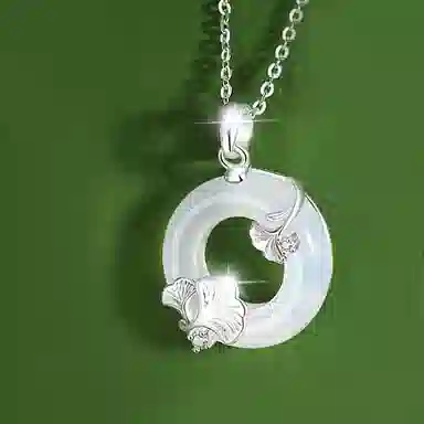 百利金 平安如意 三生有杏吉祥纳福国潮复古新中式精致轻奢优雅气质时尚百搭小众设计平安扣锁骨链#好运 玉髓 项链 男女同款情侣款