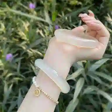 百利金 白月光 创意设计国潮新中式复古宫廷风精致简约个性大气清冷感闭口手饰 玉髓 玉石手镯 男女同款情侣款