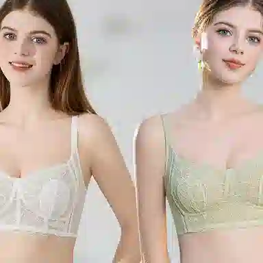 品彩 蕾丝兔耳朵杯透气聚拢上托大胸显小侧收副乳文胸 女款