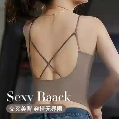 品彩 立体聚拢美背固定杯免穿文胸光面吊带 女款