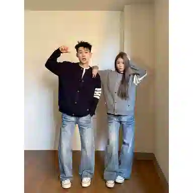 半空山 美式复古经典条纹四条杠撞色设计简约舒适亲肤不扎肉松弛慵懒老钱风潮流宽松休闲时尚百搭内搭外穿两用针织衫 男女同款