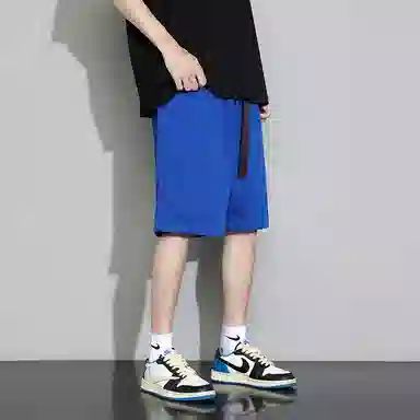 半空山 纯色基础款韩版舒适时尚自带个性腰带设计夏日多巴胺日常通勤户外百搭直筒五分休闲短裤 男女同款