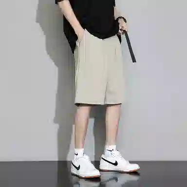 半空山 纯色基础款韩版舒适时尚自带个性腰带设计夏日多巴胺日常通勤户外百搭直筒五分休闲短裤 男女同款