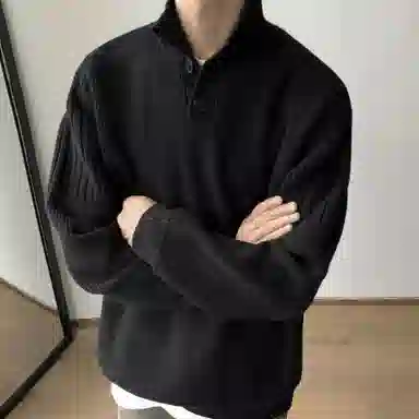 半空山 纯色简约高级感慵懒老钱风舒适内搭打底衫百搭潮流半高领套头针织衫 男女同款
