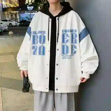 半空山 半空山美式高街字母款学院风潮流情侣时尚百搭宽松舒适透气夹克 男女同款