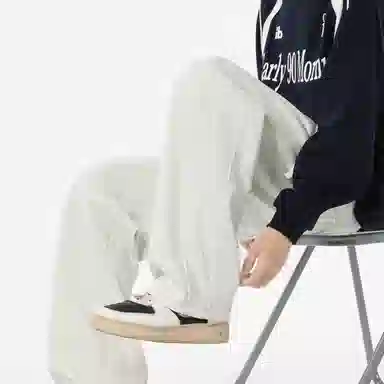 半空山 美式复古高街纯色棉质弹力高品质柔软舒适亲肤透气宽松直筒休闲裤 男女同款
