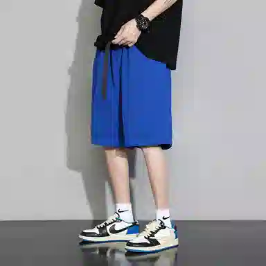 半空山 纯色基础款韩版舒适时尚自带个性腰带设计夏日多巴胺日常通勤户外百搭直筒五分休闲短裤 男女同款