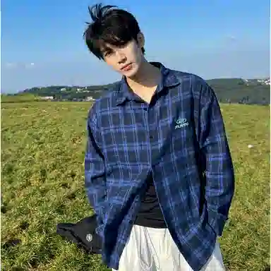 半空山 巴洛克磨毛藏蓝色高级感痞帅美式长袖衬衫外套 男女同款