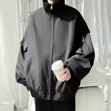 半空山 美式高街纯色基础款侧边拉链口袋三防山系户外简约飞行员夹克外套 男女同款