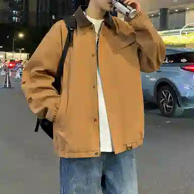 半空山 半空山美式复古高街纯色撞色灯芯绒翻领纯棉厚实潮流时尚百搭宽松舒适夹克 男女同款