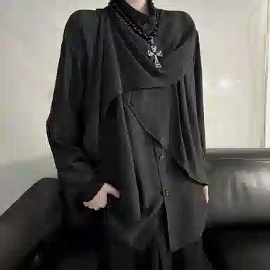 半空山 欧美绅士感小众复古气质小衫无性别主义纽扣文艺风时尚衬衫 男女同款