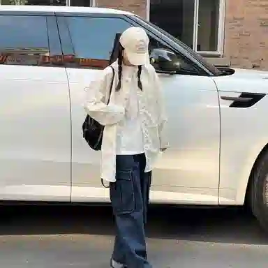 半空山 新中式国风水墨蝴蝶暗花高级感设计宽松休闲落肩丝滑长袖衬衫 男女同款