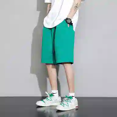 半空山 纯色基础款韩版舒适时尚自带个性腰带设计夏日多巴胺日常通勤户外百搭直筒五分休闲短裤 男女同款