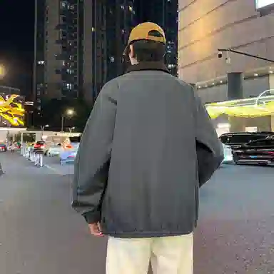 半空山 半空山美式复古高街纯色撞色灯芯绒翻领纯棉厚实潮流时尚百搭宽松舒适夹克 男女同款