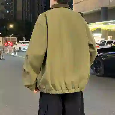 半空山 半空山美式复古高街纯色撞色灯芯绒翻领纯棉厚实潮流时尚百搭宽松舒适夹克 男女同款