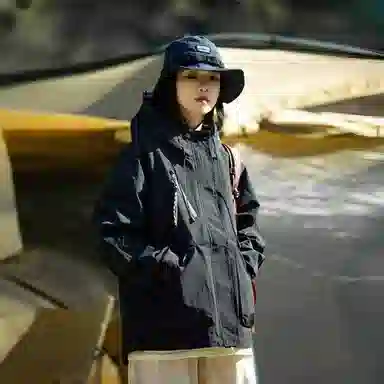 半空山 山系户外三防防风机能连帽衣短外套多口袋拉链日系工装露营登山飞行员潮流时尚百搭宽松舒适夹克 男女同款
