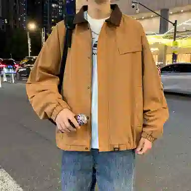 半空山 半空山美式复古高街纯色撞色灯芯绒翻领纯棉厚实潮流时尚百搭宽松舒适夹克 男女同款
