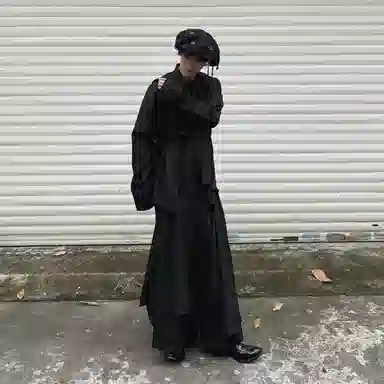 半空山 新中式藏式重磅花卉刺绣叠穿扎染长尾宽松轻修道袍绑带长袖衬衫 男女同款