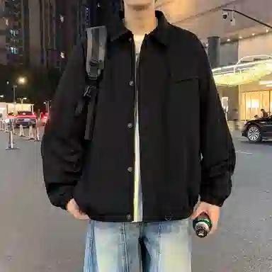 半空山 半空山美式复古高街纯色撞色灯芯绒翻领纯棉厚实潮流时尚百搭宽松舒适夹克 男女同款