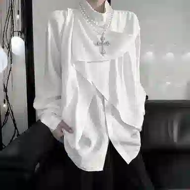 半空山 欧美绅士感小众复古气质小衫无性别主义纽扣文艺风时尚衬衫 男女同款
